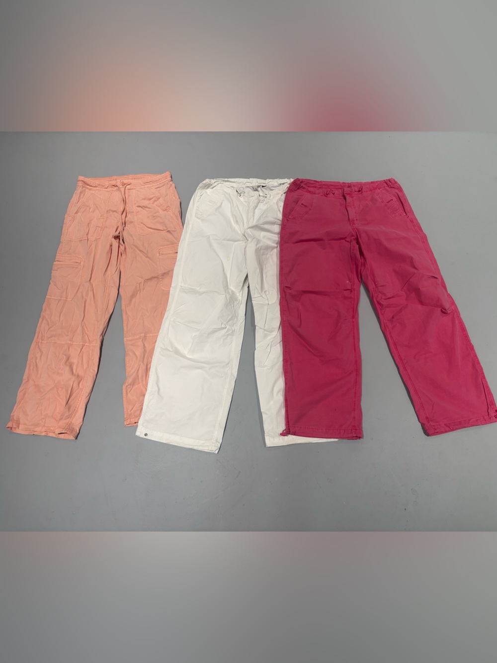 Bundle Cargo Pants Trio - Peach, White & Raspberry American eagle wide leg